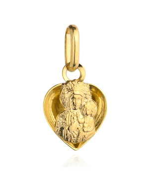 Medal Mother of God of Częstochowa with Child in Heart 14k gold