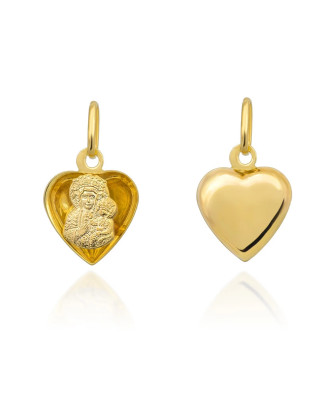 Medal Mother of God of Częstochowa with Child in Heart 14k gold
