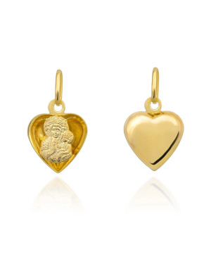 Medal Mother of God of Częstochowa with Child in Heart 14k gold