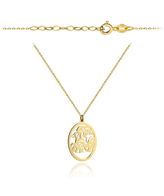 Necklace gold leaves in oval