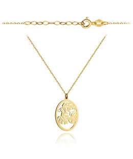 Necklace gold leaves in oval