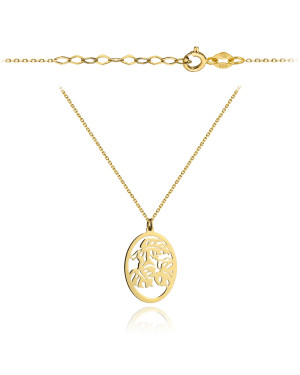 Necklace gold leaves in oval