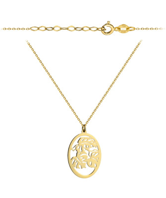 Necklace gold leaves in oval