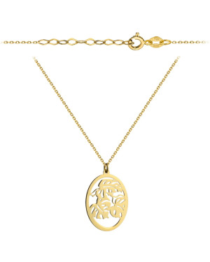 Necklace gold leaves in oval