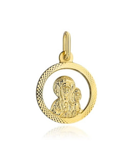 Gold medallion Mother of God with child in a diamond circle