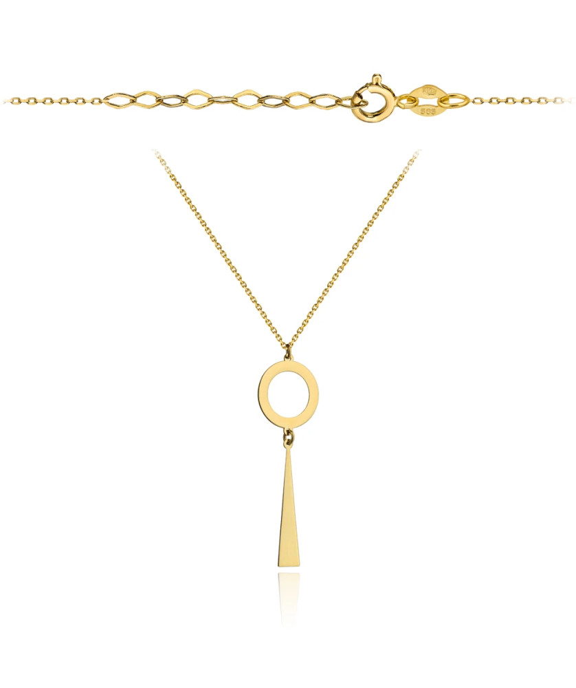 Necklace gold ring type with a triangle-shaped pendant