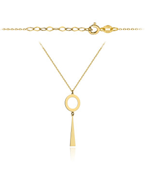 Necklace gold ring type with a triangle-shaped pendant