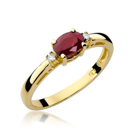 Ruby ring with gold diamonds