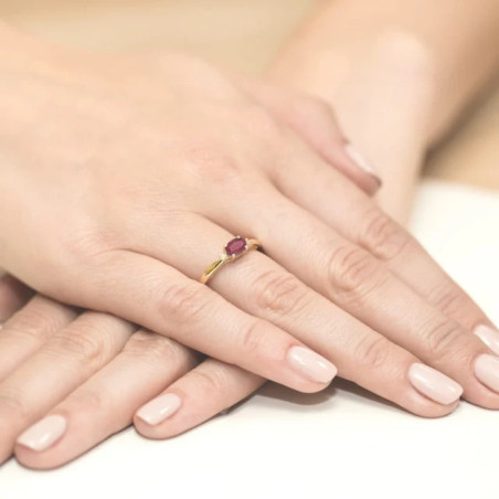 Ruby ring with gold diamonds