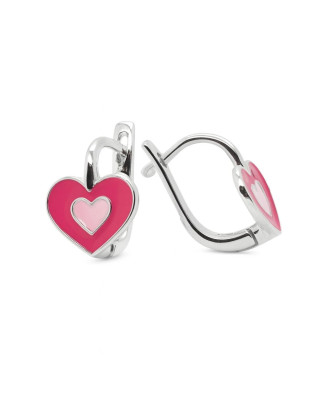 Silver children's earrings pastel HEARTS