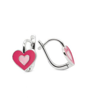Silver children's earrings pastel HEARTS