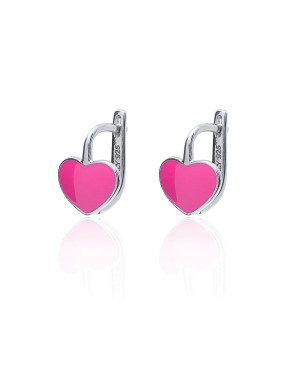 Silver Children’s Pink Heart Earrings