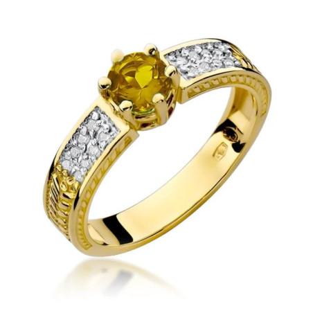 Gold Ring 585 Citrines Diamonds
