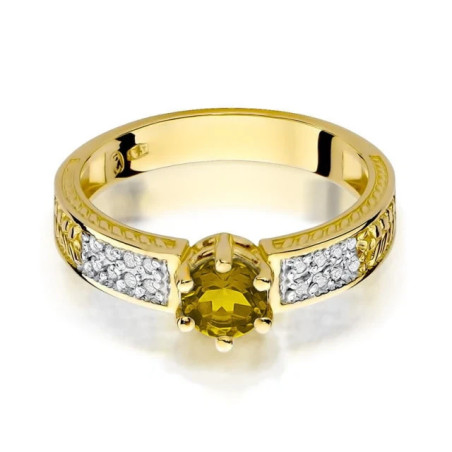 Gold Ring 585 Citrines Diamonds