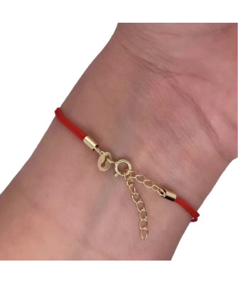 Gold-plated bracelet Red string HEART in CIRCLE