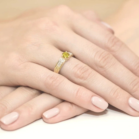 Gold Ring 585 Citrines Diamonds
