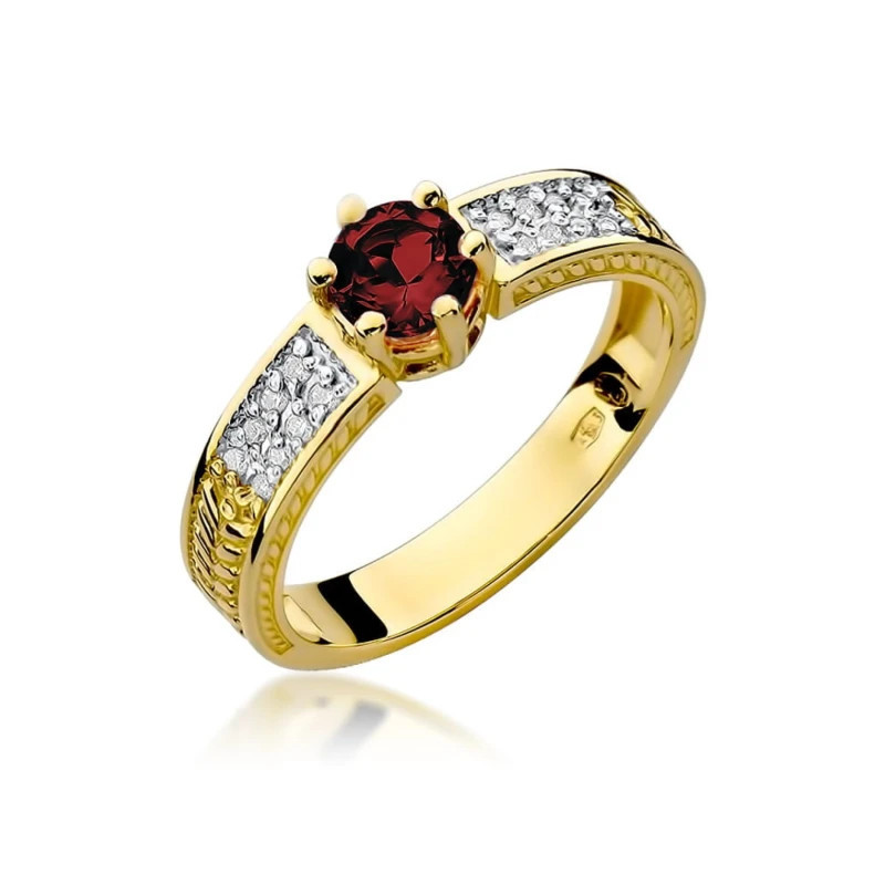 Gold Ring 585 Ruby Diamonds