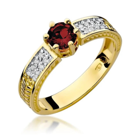 Gold Ring 585 Ruby Diamonds