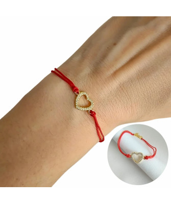 Gold-plated bracelet Red string HEART