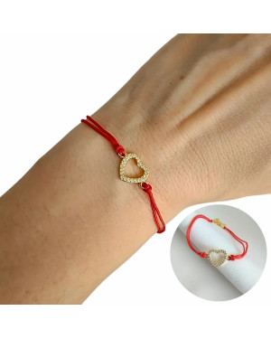 Gold-plated bracelet Red string HEART