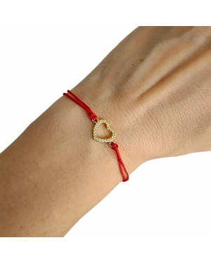 Gold-plated bracelet Red string HEART