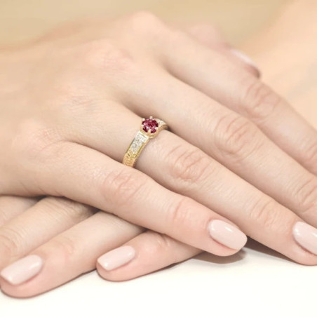 Gold Ring 585 Ruby Diamonds