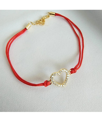 Gold-plated bracelet Red string HEART