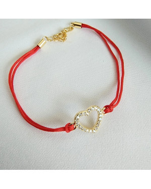 Gold-plated bracelet Red string HEART