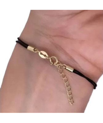 Gold-plated bracelet Black cord HEART