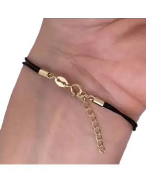 Gold-plated bracelet Black cord HEART