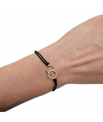 Gold-plated bracelet Black string CIRCLES