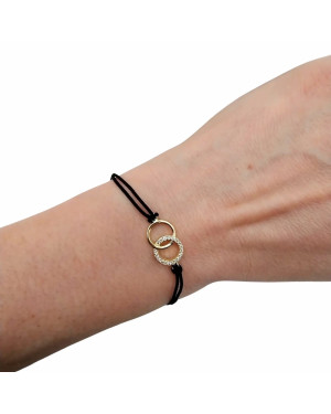 Gold-plated bracelet Black string CIRCLES