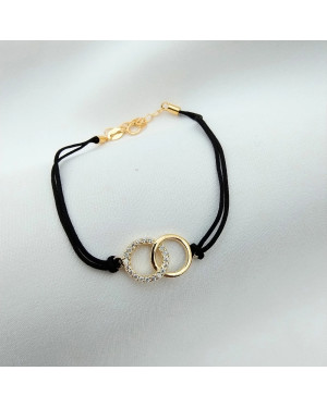 Gold-plated bracelet Black string CIRCLES