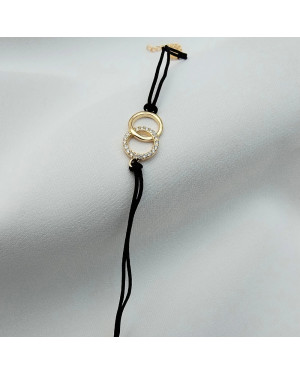 Gold-plated bracelet Black string CIRCLES