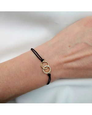 Gold-plated bracelet Black string CIRCLES