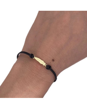 Gold-plated bracelet Black string FEATHER