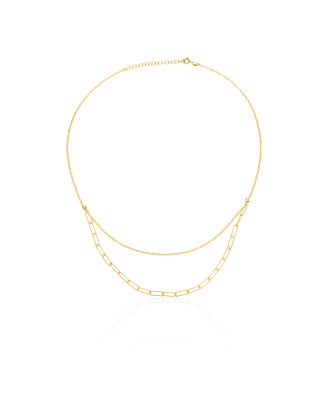 Silver necklace gold-plated double