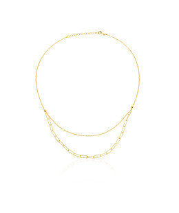 Silver necklace gold-plated double