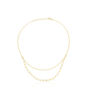 Silver necklace gold-plated double