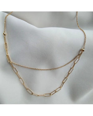 Silver necklace gold-plated double