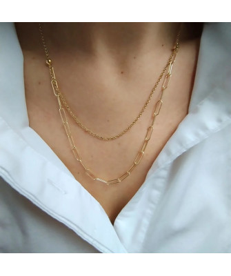 Silver necklace gold-plated double