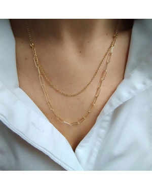Silver necklace gold-plated double
