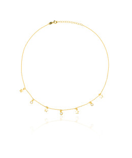 Silver necklace gold-plated STARS zirconia
