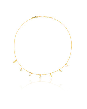 Silver necklace gold-plated STARS zirconia