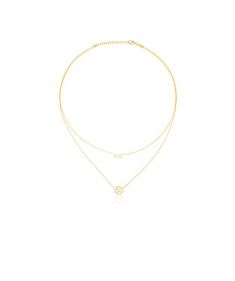 Gold-plated double necklace CLOVER INFINITY