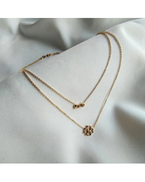 Gold-plated double necklace CLOVER INFINITY