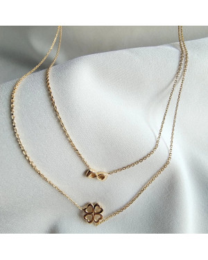 Gold-plated double necklace CLOVER INFINITY