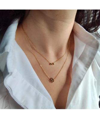 Gold-plated double necklace CLOVER INFINITY