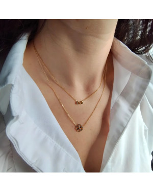 Gold-plated double necklace CLOVER INFINITY