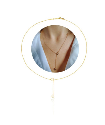 Gilded clover leaf lariat necklace